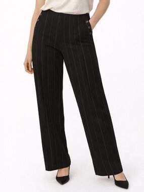 David Brooks Black Red White Pinstripe Pants High Rise Size 14